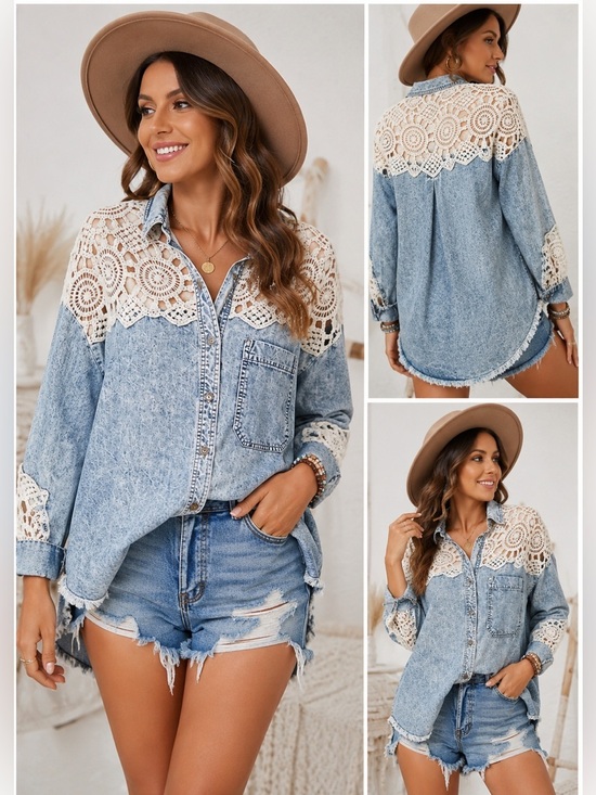 oil & hail Tops - Oil & Hali Long Sleeve Shirt Women’s Button-Up Top, Casual, Raw Hem Sz M/L